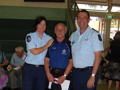 Sen Sgt Michelle Mullen with Tom Searles and Sen Sgt Greg Bishop in 2013. Picture: Queensland Police