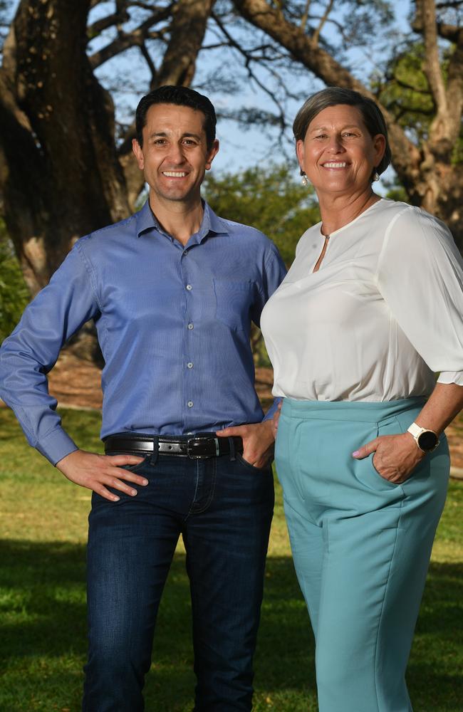 Opposition Leader Daivd Crisafulli with Mundingburra LNP candidate Janelle Poole. Picture: Evan Morgan