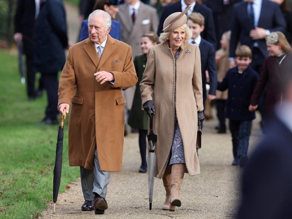 King Charles and Queen Camilla at the Christmas Day service, just weeks before he underwent prostate surgery. Picture: AFP