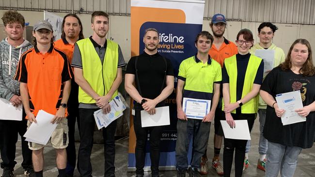 SKILLS FOR SUCCESS: Ten of the twelve trainees who graduated from the Skilling Queenslanders for Work program at Lifeline Darling Downs and South West Qld Ltd this week (from left to right) Bailey Leeson, Mitch Johnson, Matthew Hartwig, Jackson Berghofer, Benjamin Rodgers, Patrick Murphy, Brendan Court, Emma Carmody, Garrett Gulliver and Samara Surch. Picture: Supplied