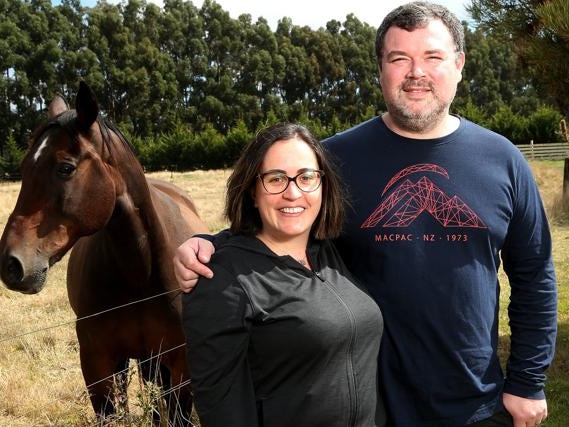 Richard and Ruby Glew moved to Ballan to get out of city life. Picture: Hamish Blair