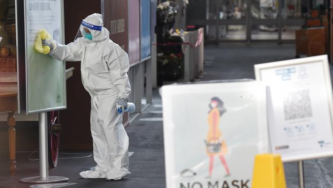 Prahran Market undergoing a deep clean on Thursday morning. Picture: Josie Hayden