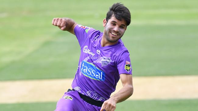 Qais Ahmad jumps for joy after one of the four wickets which earned him 180 SuperCoach points in Round 1.