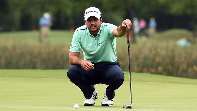 Jason Day lines up a putt at the Zurich Classic at TPC Louisiana earlier this week. Picture: Getty Images/AFP