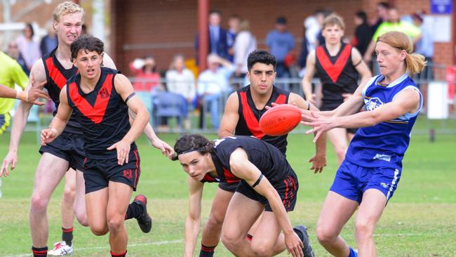 More action from the Rostrevor v Sacred Heart Intercol at Rostrevor, Sept 12, 2020. Picture: Brenton Edwards