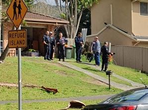 A crime scene set up at a house in Narrara. Police have arrested two people in relation to the murder of Danielle Easey. Picture: Fiona Killman.