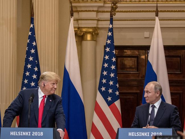 The two leaders met one-on-one and discussed a range of issues including claims Russia colluded with the 2016 US Election. Picture: Chris McGrath/Getty Images.