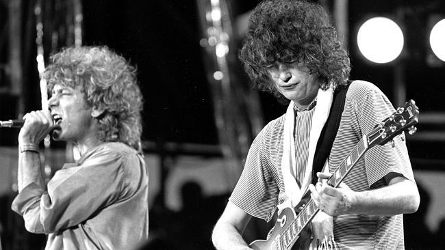 Robert Plant and Jimmy Page of Led Zeppelin, pictured in 1985, deny accusations of stealing the introduction to the song from a lesser-known psychedelic band.