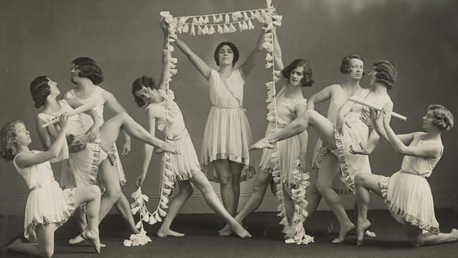 A Eurhythmics-inspired freize in the 1930s from a team at Vera Hopton's Clifton Calisthenics College. Picutre: State Library Victoria