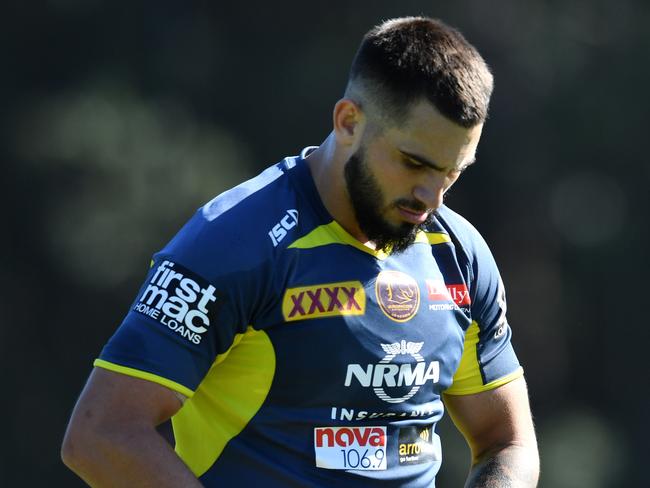 Jack Bird is seen during a Brisbane Broncos training session at Clive Berghofer Field in Brisbane, Friday, May 11, 2018. The Broncos face the Manly-Warringah Sea Eagles in their Round ten NRL match in Brisbane on Saturday night. (AAP Image/Darren England) NO ARCHIVING