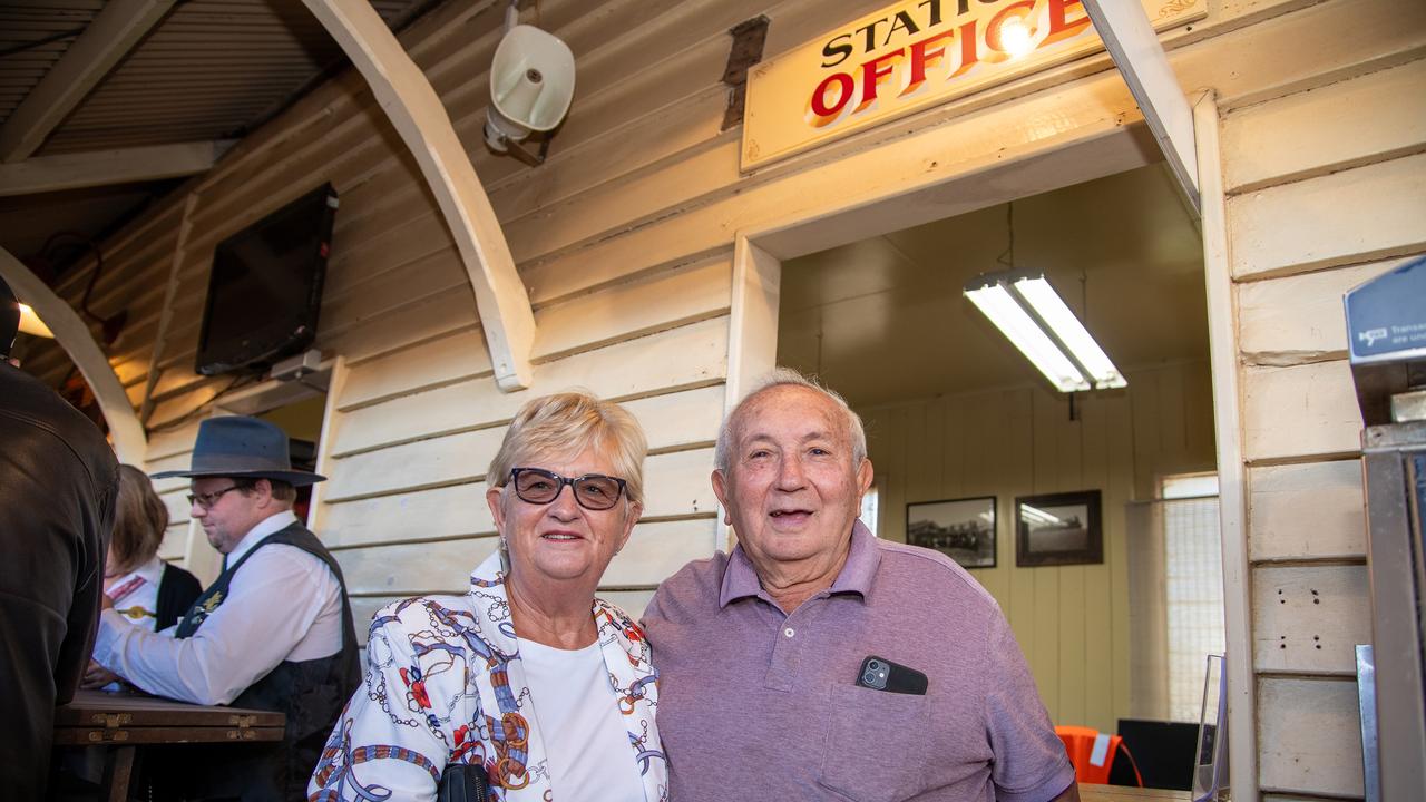 Paulette and Joe Ramia excited to be on the inaugural trip for the restored "Pride of Toowoomba" steam train from Drayton to Wyreema. Saturday May 18th, 2024 Picture: Bev Lacey