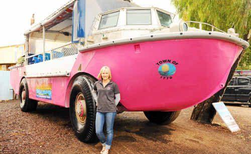 Angela Clarke of 1770 LARC tours, standing in front of the LARC that was involved in Sunday night’s rescue. . Picture: Scottie Simmonds