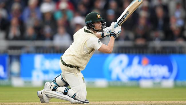 Steve Smith in action against England on day two of the fourth Ashes Test at Old Trafford. Picture: Getty Images