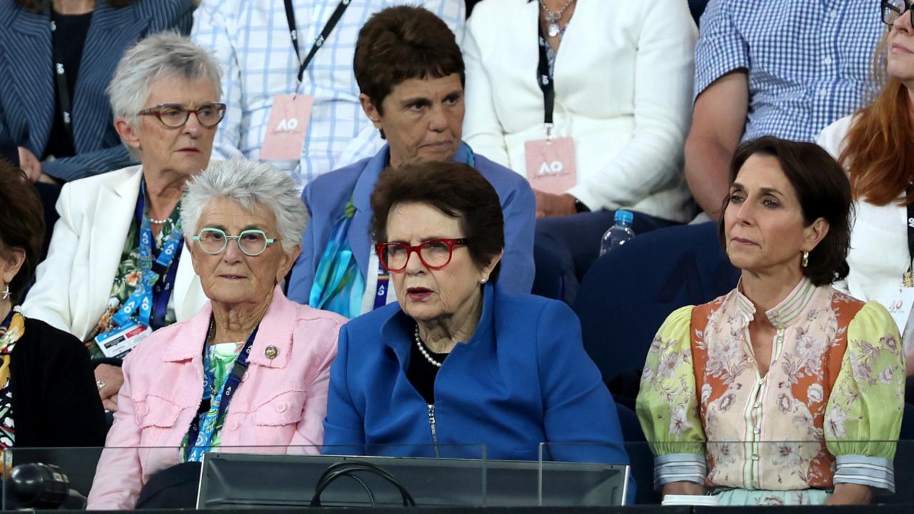 Tennis great Billie Jean King, centre, was in attendance for Friday’s Glam Slam event at the Australian Open among a star-studded line-up. (Photo by Clive Brunskill/Getty Images)