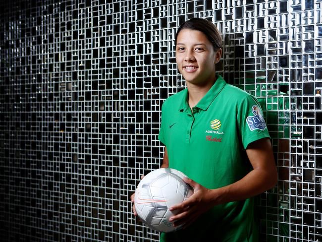 07/11/2018: Samantha Kerr is an Australian footballer who plays as a forward for the Australia women's national football team, Perth Glory in the Australian W-League, and Chicago Red Stars in the United States' National Women's Soccer League. As of 2017 season, she is the all-time leading scorer in the NWSL. Photographed in Parramatta on Wednesday. Hollie Adams/The Australian