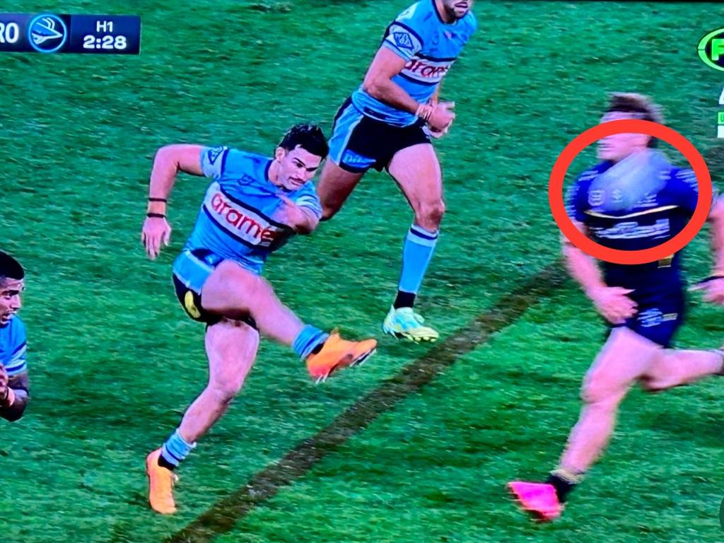 Harry Grant appeared to have time to pull out of the contact with Cronulla's Daniel Atkinson.