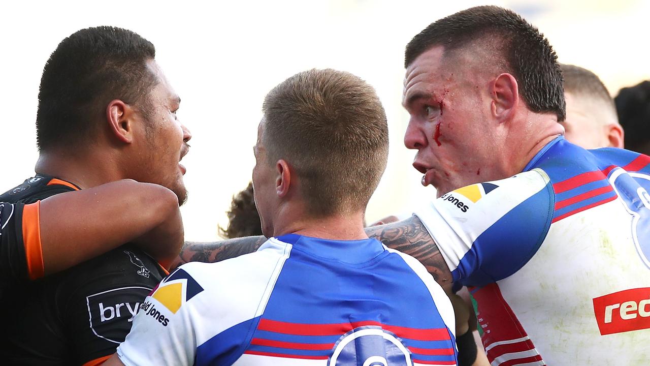 Joey Leilua and David Klemmer squared up after a dog shot from Luciano Leilua.