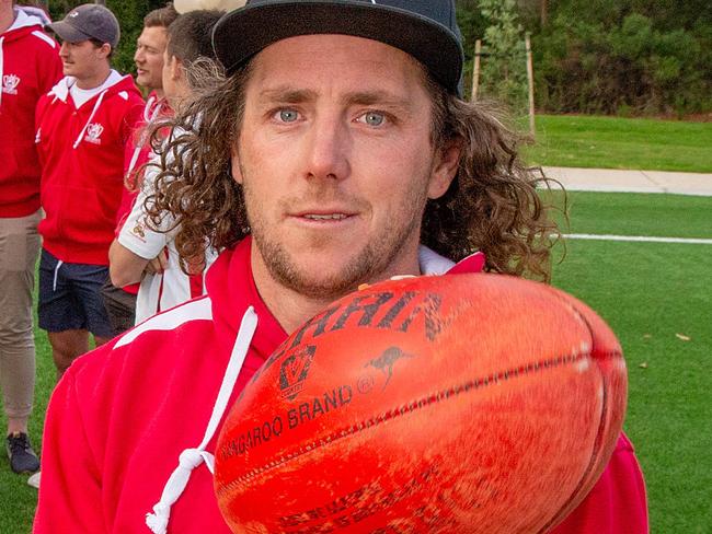 Fish Creek footy club reckon their team can't last more than another year. Peter Rolfe story. Captain Brent Cooper at front. Picture: Mark Stewart