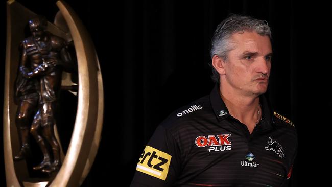 Panthers coach Ivan Cleary attends the 2022 NRL grand final media conference at The Fullerton Hotel. Picture: Getty Images