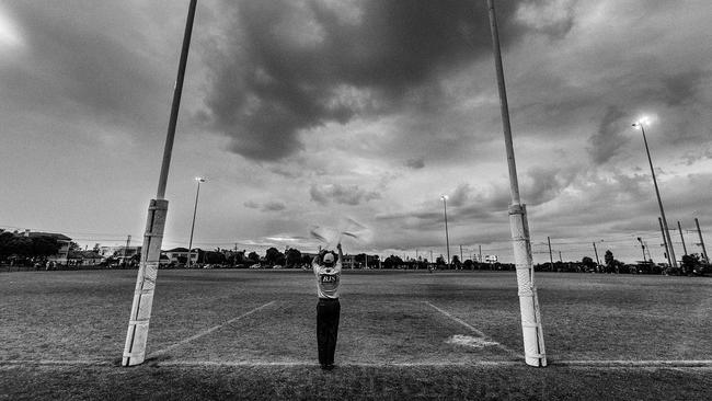 Goal!: An umpire waves the flags.