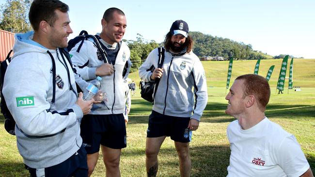 Alex catches up with Trent Merrin, David Klemmer and Aaron Woods in NSW Origin camp.