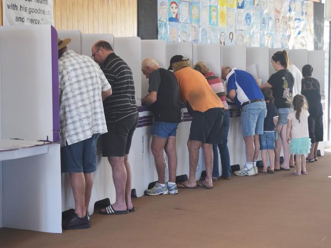 ELECTION: Voters at polling booths at St Catherine's Catholic College this morning. Photo Inge Hansen / Whitsunday Times.