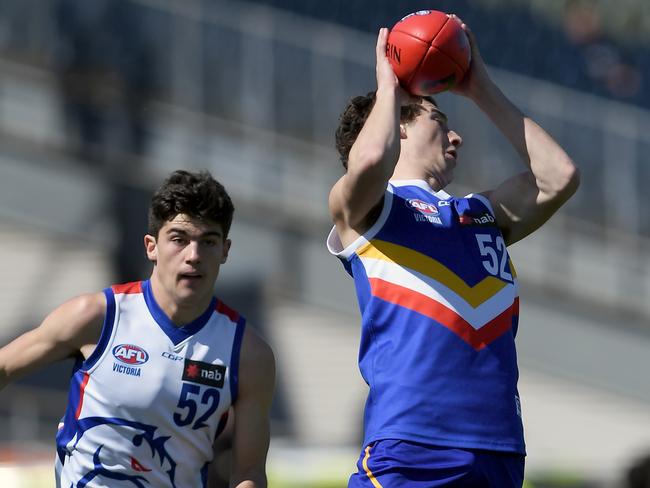 Tyler Sonsie takes a mark for Eastern Ranges. Picture: Andy Brownbill