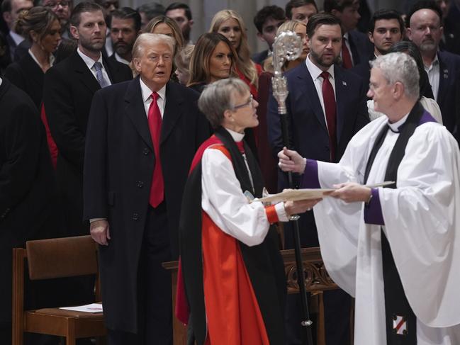 Donald Trump during the national prayer service. Picture: AP