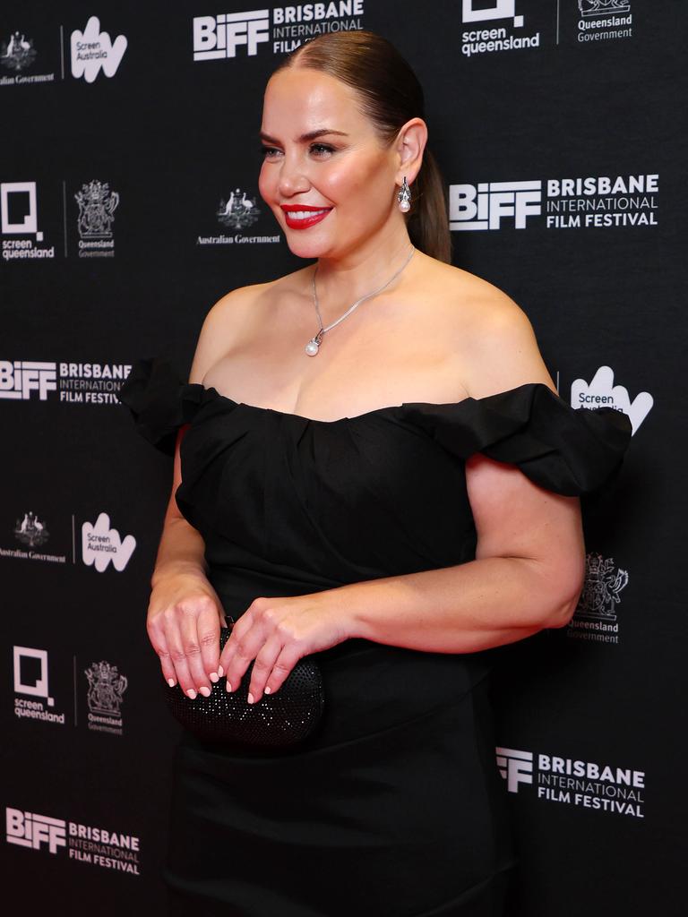 She looked equal parts classy and sexy in the regal black gown. Picture: NewsWire/Tertius Pickard