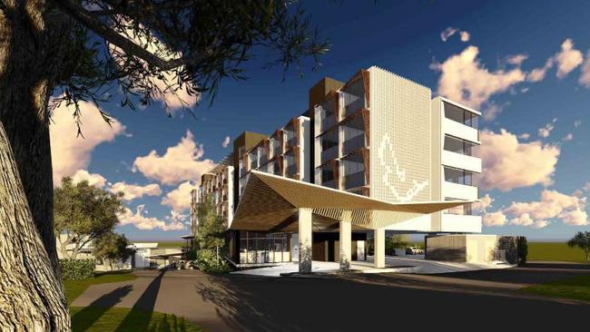 Artist's impressions of the Mantra Hotel planned for construction by the Southport Sharks Club. PHOTO: Supplied