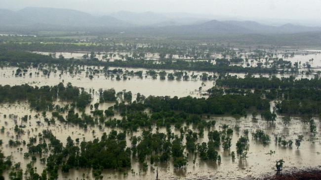 The remains of floodwaters south of Rockhampton.