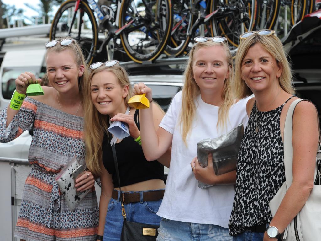 Adding to the sounds of the TDU with their Advertiser bells are, from left, Meg Fletcher, Madison Terrell, Matilda Fletcher and Sally Fletcher. Picture: Tricia Watkinson