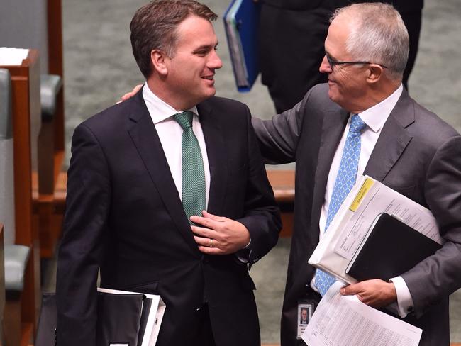 Sudden resignation ... Malcolm Turnbull with Jamie Briggs. Picture: AAP