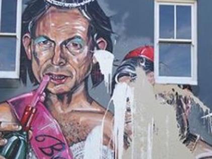 Street artrist Scottie Marsh's defanced mural in wake of SSM vote