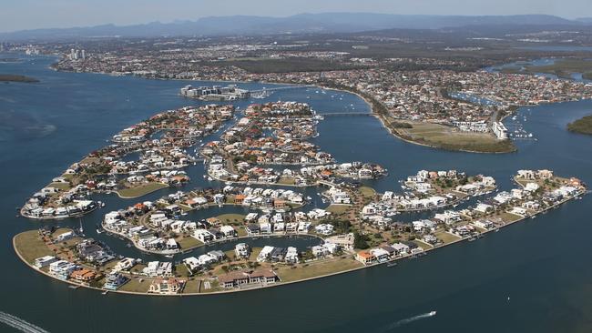 Aerials of Sovereign Island off Paradise Point. Picture Mike Batterham