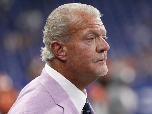 INDIANAPOLIS, INDIANA - AUGUST 17: Indianapolis Colts owner Jim Irsay on the field before the preseason game against the Cleveland Browns at Lucas Oil Stadium on August 17, 2019 in Indianapolis, Indiana. (Photo by Justin Casterline/Getty Images)