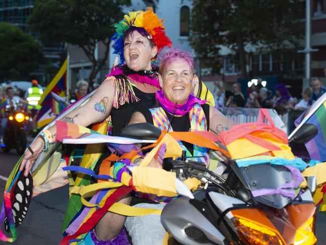 Participants enjoying last year’s Sydney Gay and Lesbian Mardi Gras Parade. Picture: Monique Harmer