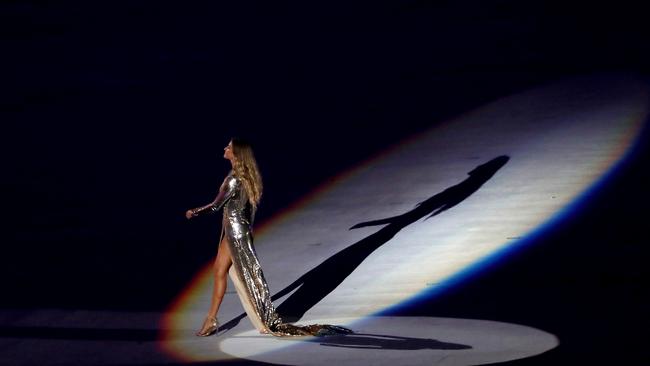 Gisele Bündchen walks on the stage during the Opening Ceremony of the Rio 2016 Olympics.