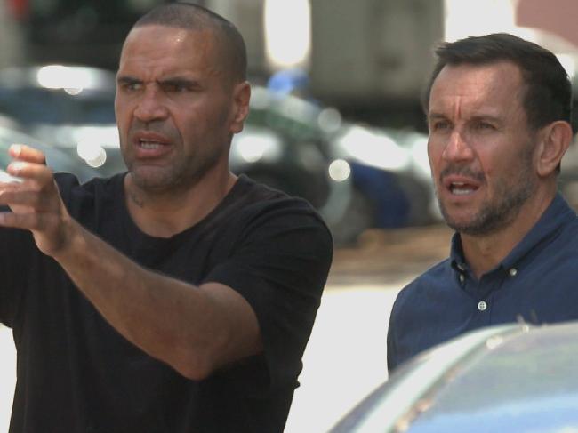 ***EMBARGOED FOR SUN MAR 07 BINGE GUIDE USE ONLY***Matty Johns with Anthony Mundine for Fox League series, Face to Face with Matty Johns. Picture: Supplied/Fox League