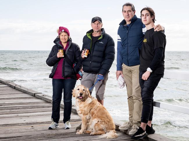 Lynn Porteous, her brother Peter Porteous are joined by Mark Stewart and his son Chandler, 17. Picture: Jake Nowakowski