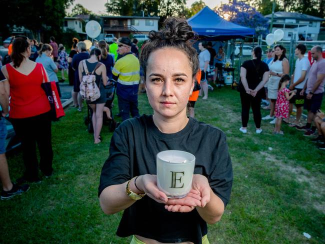 Staci McCullough at the candlelight vigil. Picture: Richard Walker