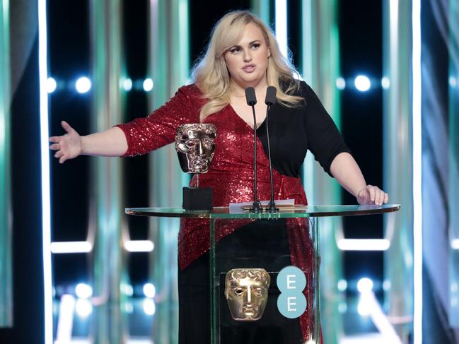 Rebel Wilson roasted the royals at the BAFTAs. Picture: Guy Levy/BAFTA/Shutterstock