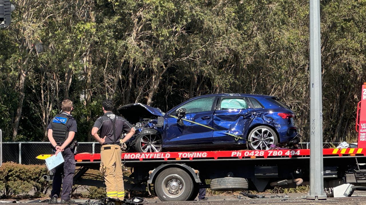 The stolen Audi being towed from the scene.