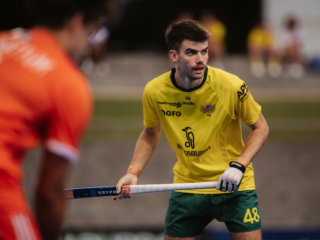 Davis Atkin puts his best foot forward for Kookaburras selection.