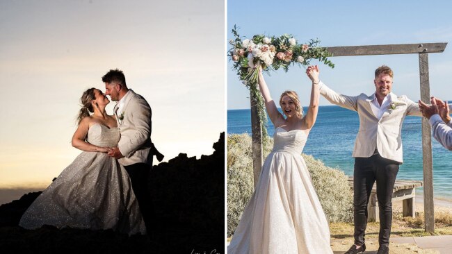 The couple shared their sweet wedding photos to Instagram. Image: @lissrawson's and@bryceruthven