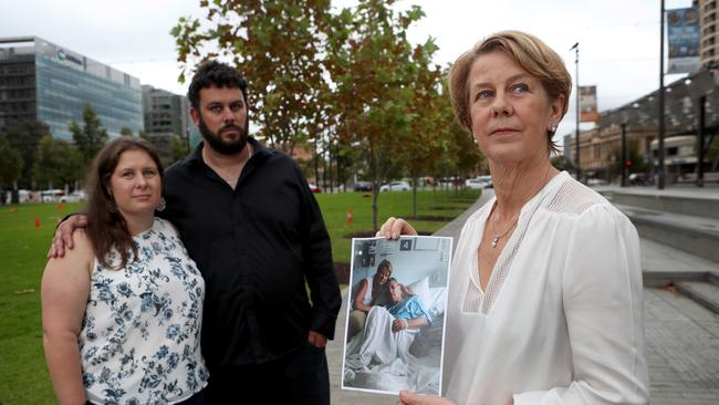 Barb Spriggs (right) with daughter Kerry and son Clive Spriggs. Kelly Barnes/The Australian.