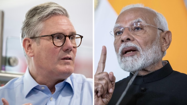 UK Prime Minister Keir Starmer and Indian Prime Minister Narendra Modi.