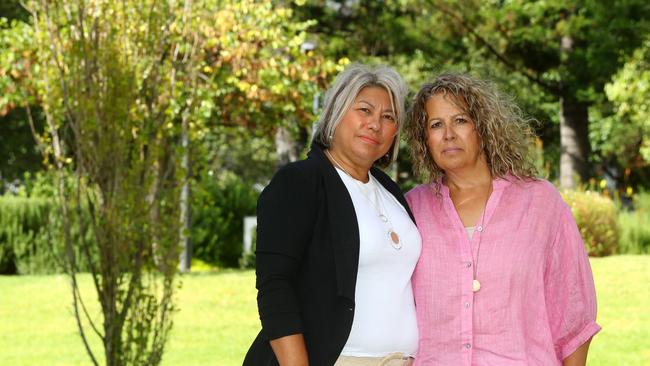 Theressa Nero, left, and her sister, Lisette Molloy are the daughters of Maxwell Awty killed in a "street race" gone wrong in Geelong. Picture: Alison Wynd