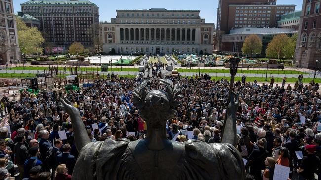 A pro-Palestinian rally at Columbia over the weekend. Organisers say anti-Semitic abuse is by only an extremist minority. Picture: Getty Images