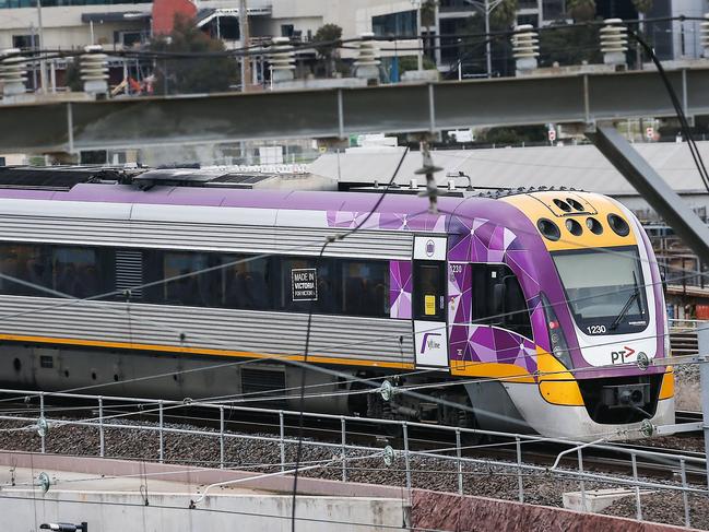 MELBOURNE, AUSTRALIA - NewsWire Photos AUGUST 20, 2020 : V/Line trains in Melbourne.A V/Line train travelling through North Melbourne. Picture : NCA NewsWire / Ian Currie